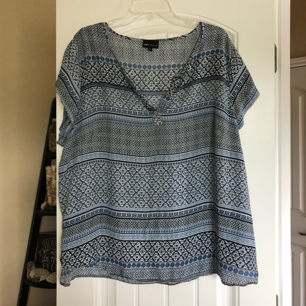 Jones New York Blue Patterned Blouse